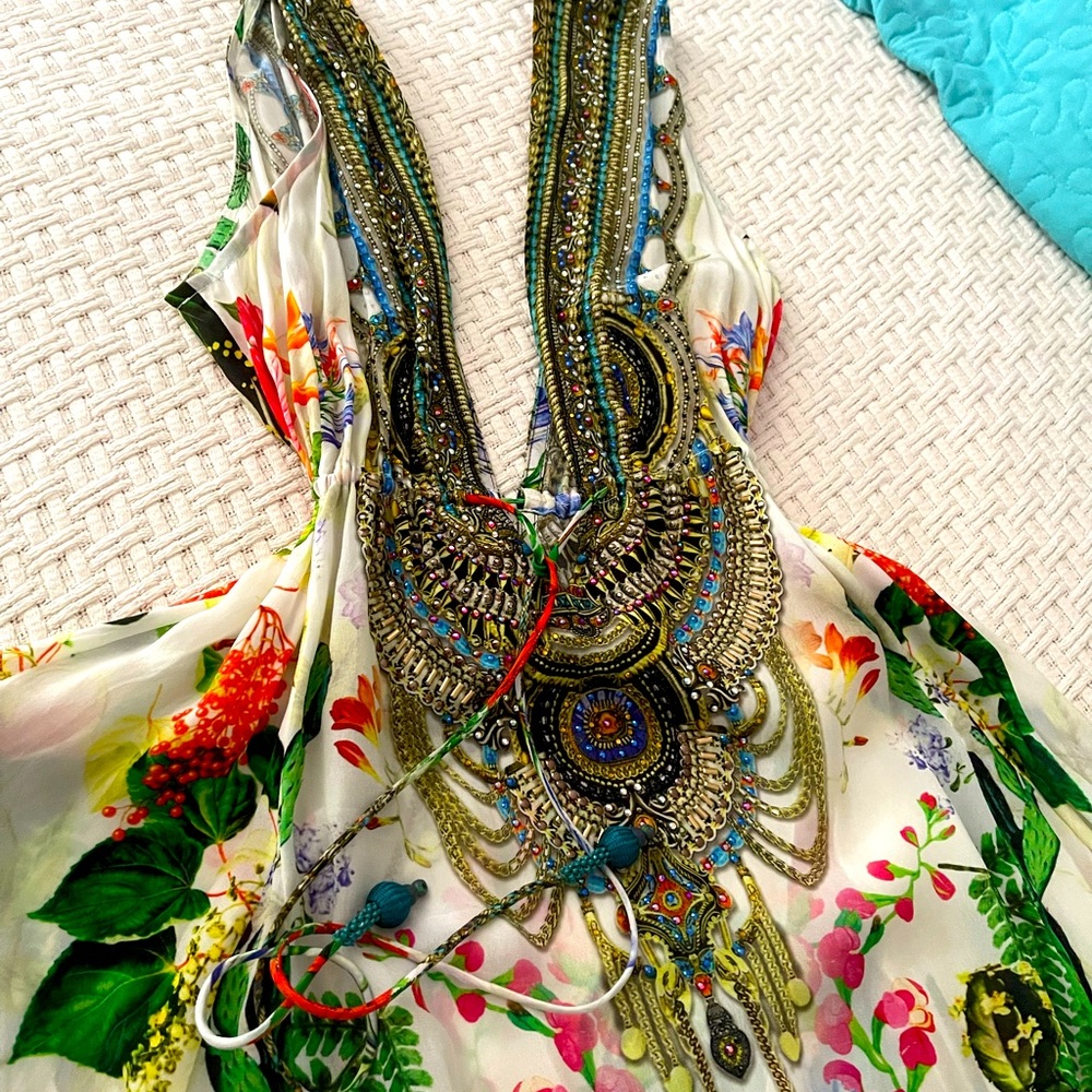 Shahida Parides V Neck High Low Maxi Dress, new, one size, elegant boho style!